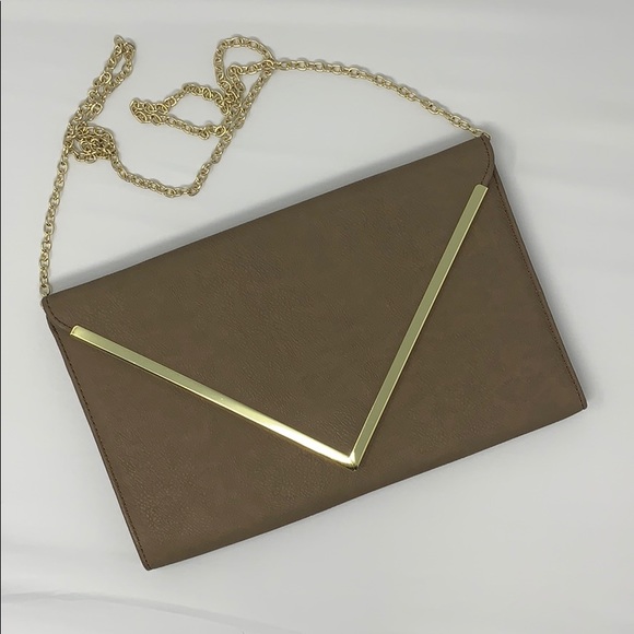 ATTITUDE JAY MANUEL Taupe Envelope Clutch - Picture 3 of 3